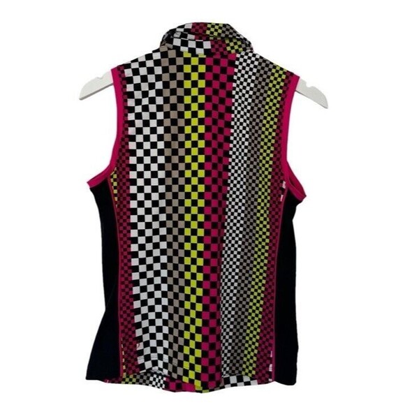 Kinona Golf Keep It Covered Tank Top Athletic Sleeveless Check Neon Retro Small - Picture 2 of 9